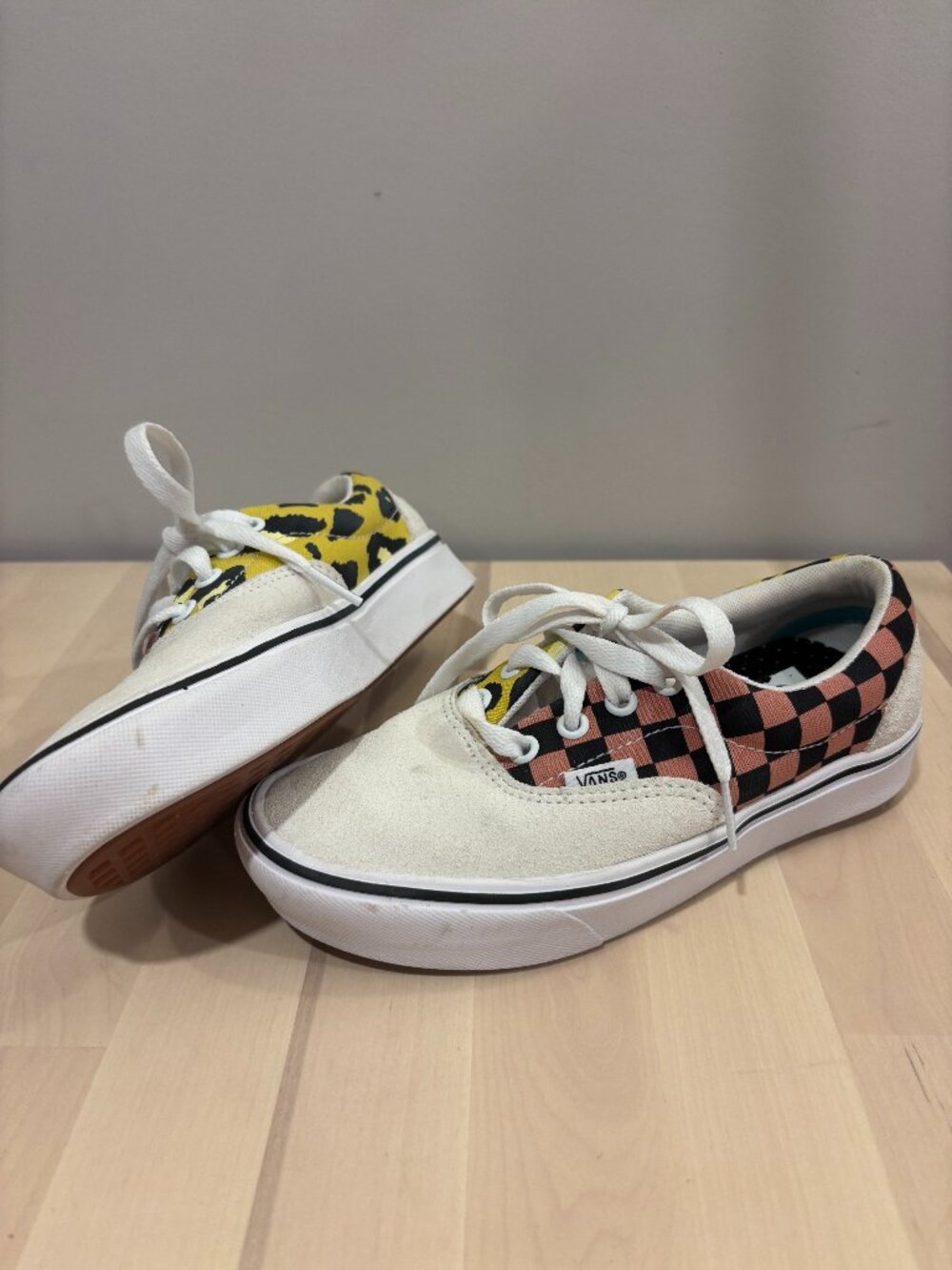 Van's Mixed Match ComfyCush Lace Up Sneakers Checkerboard Leopard W5